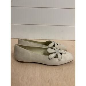 Katy Perry The Evie Daisy Flats Faux Suede Cream Ballet Rhinestone Size 8.5 NWOB